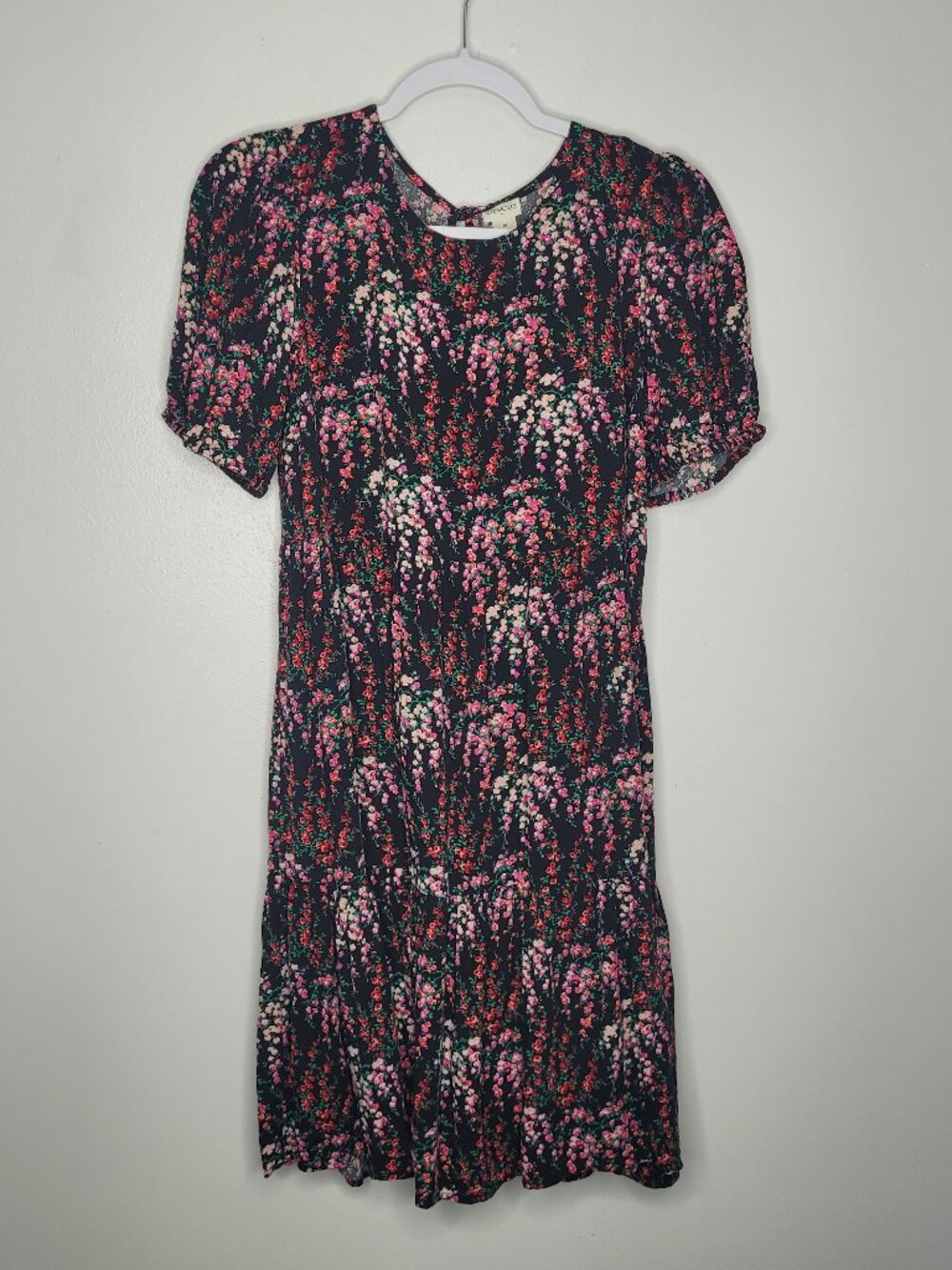 Crewcuts girls black floral short sleeve midi casual dress size 16